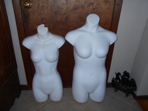 2 white female torso hang mannequin derss form display