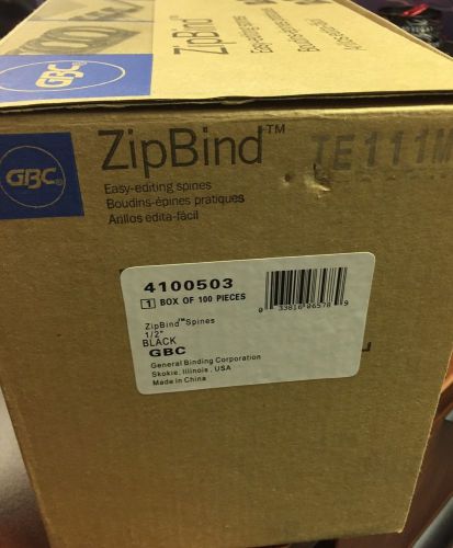 GBC ZipBind Binding Spines, 0.5 Inches, 85 Sheet Capacity, Black, 100 Spines per