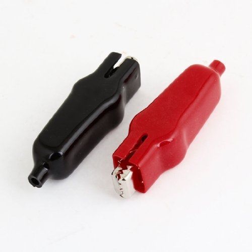 Gino 2 Pcs 20A Black Red Boot Electric Test Lead Alligator Clips Clamps