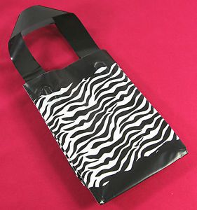 50 ZEBRA Print Frosted Plastic goodie treat merchandise party handle bags  5x7