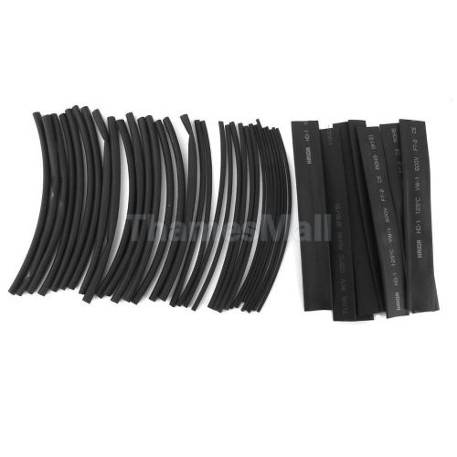 48pcs pvc assorted heat shrinkable tubing wire cable sleeve 6 sizes black for sale