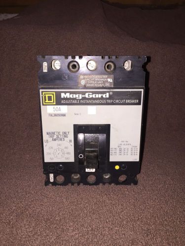 Square d mag-gard fal3605016m 3 pole 50 amp 600 vac circuit breaker for sale