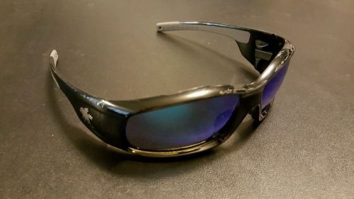 Crews swagger blue mirror lens safety glasses sunglasses z87 sr118b black frames for sale