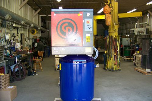 Chicago pneumatic qrs 15hp new  rotary screw compressor, vert  120 gallon tank for sale