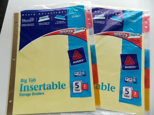 NEW Lot of 2 Avery Big Tab Insertable Storage Dividers (4 sets of 5 tabs each)