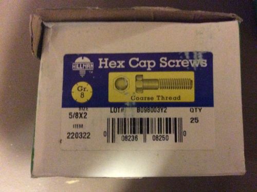 HEX CAP SCREW 5/8 -11 X 2&#034; GR. 8 ,YELLOW ZINC , 25 BOLTS.
