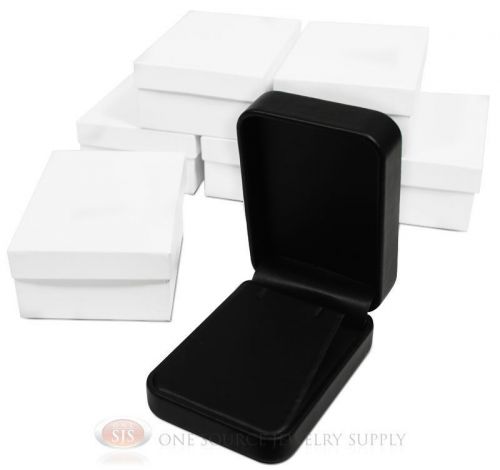 6 Piece Pendant Earring Black Leather Jewelry Gift Box 2 3/4&#034;W x 4&#034;D x 1 3/8&#034;H