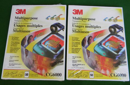 TWO 3M MULTIPURPOSE TRANSPARENCY FILM CG6000 50 SHEETS 8.5X11  2 SEALED BOXES