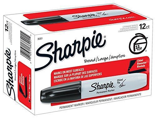 Sharpie Permanent Marker, Chisel Tip, Black (38201) 12 per pack