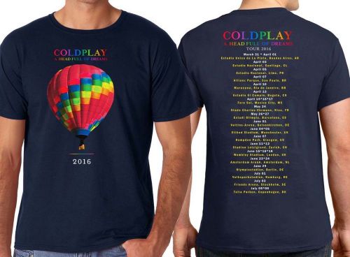 Blue Navy Coldplay 2016 World Tour Music T-Shirts Tee Shirt Size S - 5XL