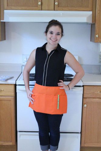 Waitress waiter server orange waist apron, spun poly, 100% american made for sale