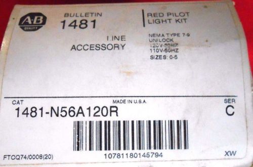NEW BOXED ALLEN BRADLEY 1481-N56A120R NEMA 7-9 120V RED PILOT LIGHT KIT