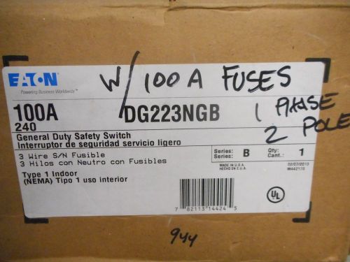 NEW IN BOX EATON SAFETY SWITCH DG223NGB SINGLE PHASE FUSIBLE INDOOR