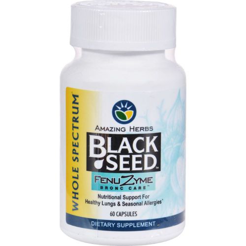 Amazing Herbs Black Seed Fenuzyme Bronc Care - 60 Capsules Gluten Free