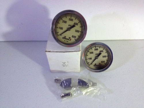 Two 600 psi ftb pressure gauge&#039;s oil filled fire truck 0-600 psi 323-91-32 for sale