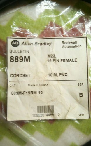 Allen bradley 889m-f19rm-10 10 meter 19 pin cordset cable m23 female. 889mf19rm for sale