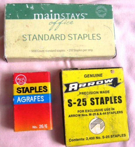 Mixed Lot of 3 Standard Staples I Mainstay&#039;s full, 1 Arrow S-25 &amp; 555 #26-6