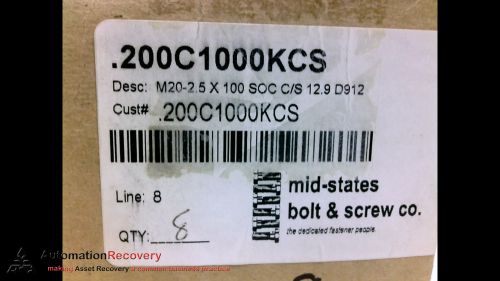 MID-STATE BOLT &amp;AMP; SCREW .200C1000KCS - PACK OF 8 - M20 X 100MM, NEW