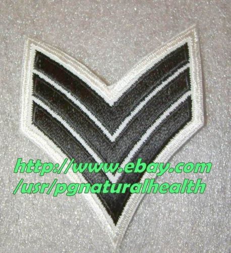 Quality Sergeant Sgt Embroidered Chevron Stripes 3&#034; wide Black White Patch USA