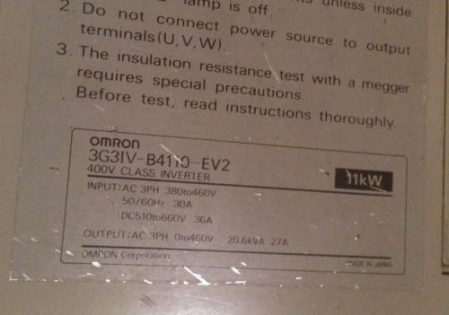 OMRON SYSDRIVE 3G3IV-B4110-EV2 INVERTER 11kW 11 kW 3G3IVB4110EV2 3G3IV B4110 EV2