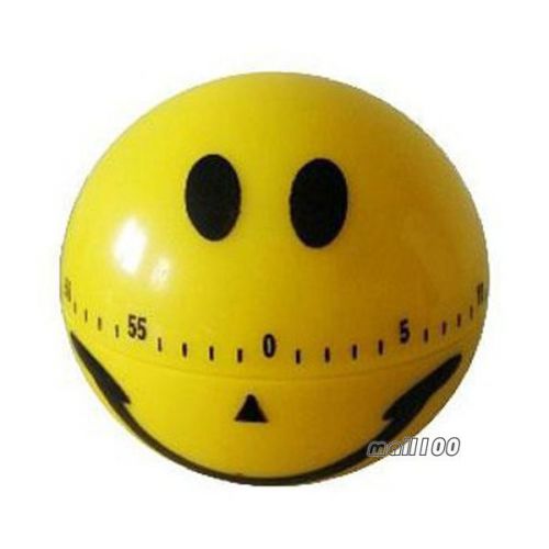 Compact Small Ball Yellow Smile face Timer   Plastic