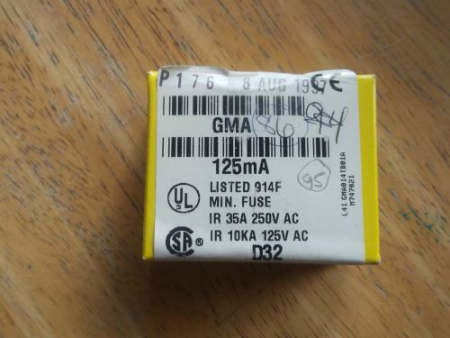 GMA-125MA BOX OF 90  NEW BUSSMANN   250VAC 5X20MM