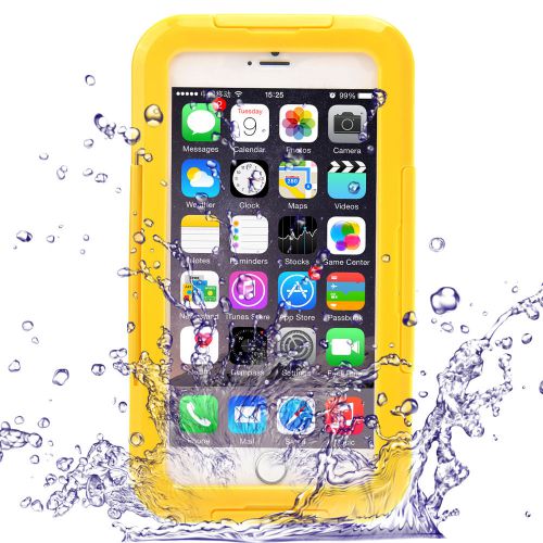 Water, shock proof cover case with stand function for iphone6plus - yellow for sale