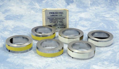 6 rolls 1/2&#034; x 21 feet dymo stainless steel labeling tape - no adhesive for sale