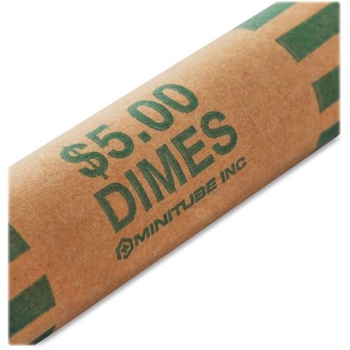 MMF Industries Nested Preformed Coin Wrappers Dimes $5.00 Green 1000 Wrappers