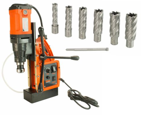 Cayken 1.65&#034; magnetic drill press variable speed w/ annular cutter 7pc 2&#034; depth for sale