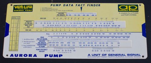 Water Pump Verti-Lne Aurora Data Calculator Fact Finder - Conversion Data