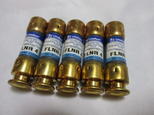 NEW NIB Lot of (5) Littelfuse Time-Delay FLNR-4 Fuses