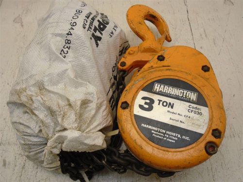Harrington, chain hoist, 3 ton, 30ft., cf4-0289, c024288, used working condition for sale