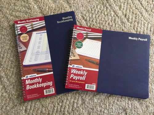 Adams Business Forms Monthly Bookkeeping Record &amp; Weekly Payroll Vinyl Cover New
