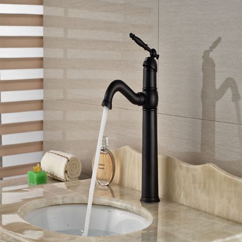 Deck Mount Bathroom Tall Faucet Oil-rubbed Bronze Basin Sink Mixer Faucet 1 Hole