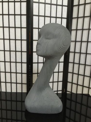 19&#034; Tall Fiberglass Grey Female Mannequin For Display Wigs Hats Headsets