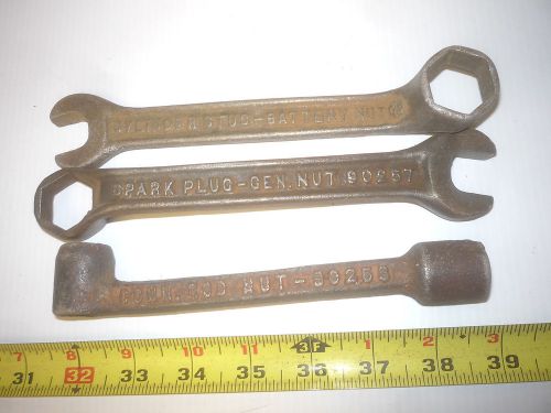 3 OLD ANTIQUE DELCO GAS ENGINE WRENCH TOOLS