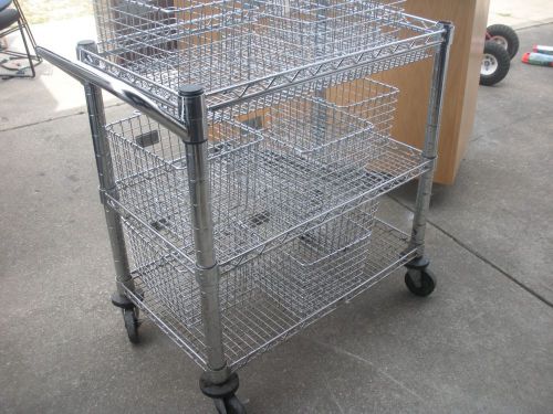 Chrome Storage Rolling Cart Wire Container Organizer Tea Food Cart