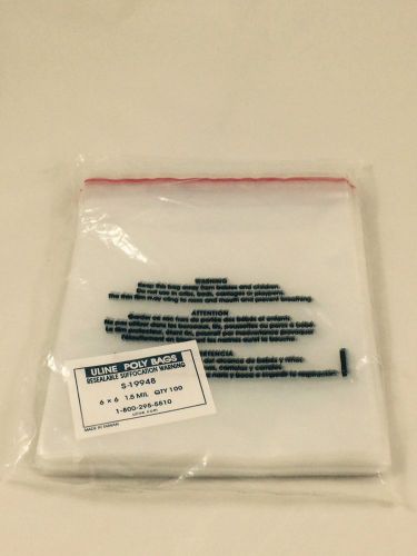 100 Self-Seal Suffocation Warning, Clear Poly Bags 1.5ml 6x6 for FBA New