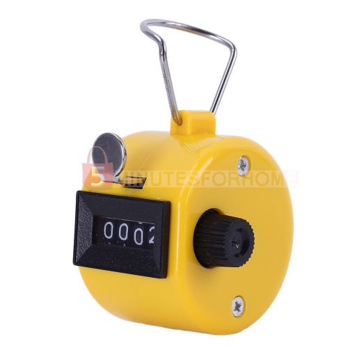 4-Digit Number Counting Hand Tally Mechanical Palm Click Yellow Manual Counter
