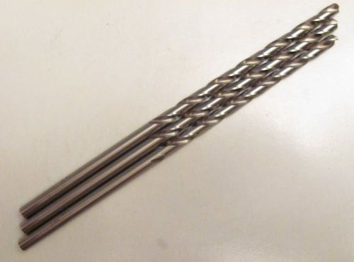 THREE (3) NEW TAPER LENGTH DRILLS  #5  .2055&#034;  HSS  6.0&#034; OAL