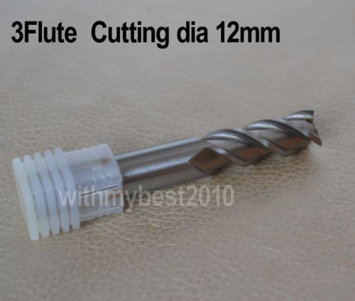 Lot 2pcs 3flute aluminum end mills cutting dia 12mm shank dia 12mm material hss for sale