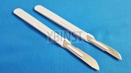 LOT OF 4 PCS DISPOSABLE STERILE SURGICAL SCALPELS #22 #21 WITH PLASTIC HANDLE