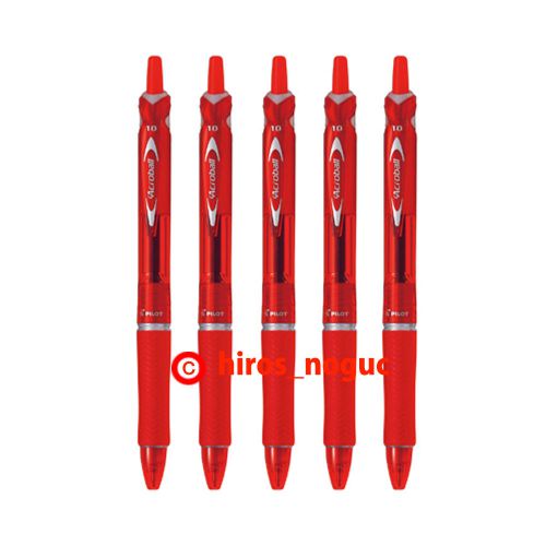 Pilot Acroball, Red Colors Ink Ballpoint Pen, 1.0mm medium, Red 5pcs