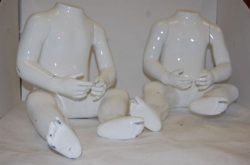 LOT OF 2 Infant + Toddler Mannequin Form Boys And Girls Clothing - White