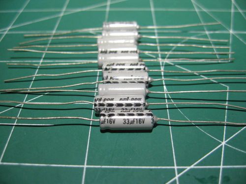 33uF 16V Axial Capacitors - lot of 10 - ADI Brand -  Tested