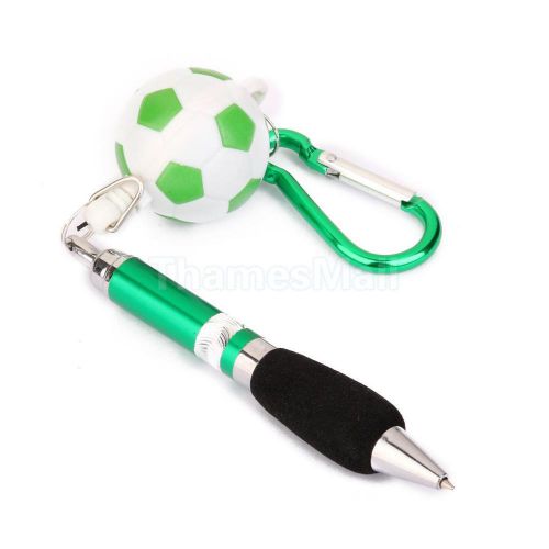 Green Retractable Ballpoint Pen Golf Scoring Pen w/ Football Carabiner ring