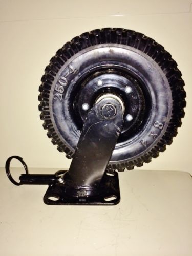 Lot (2) 8&#034; swivel caster knobby locking all terrain rough surface rubber tread for sale