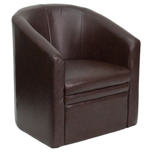 Flash furniture go-s-03-bn-full-gg brown leather barrel-shaped guest chair for sale