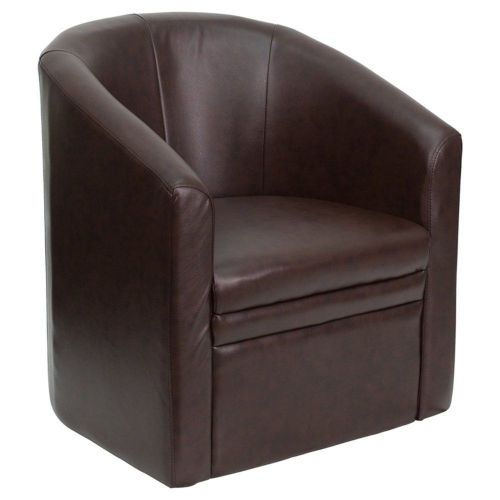Flash Furniture GO-S-03-BN-FULL-GG Brown Leather Barrel-Shaped Guest Chair